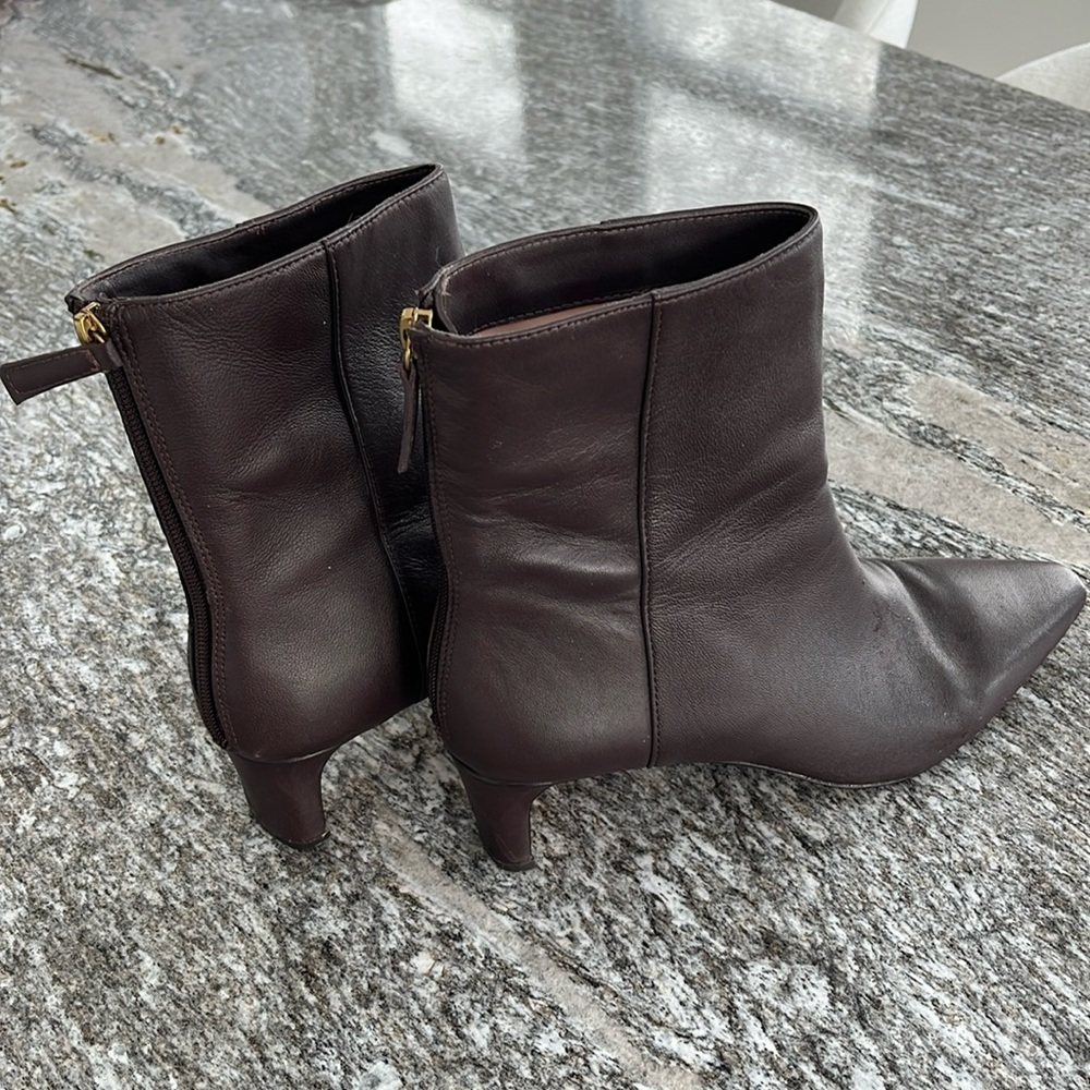 J. Crew Chocolate Leather Heeled Boots